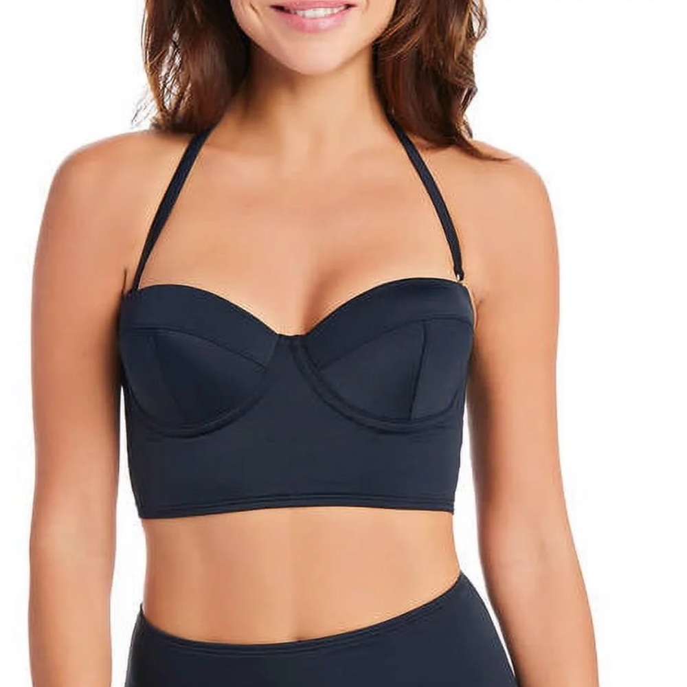 Shade and Shore black swim bra with corset back size 32B